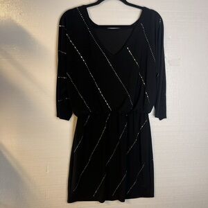 Elegant Black Dress with Rhinestone